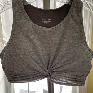 Athleta Gray Twist Front Sports Bra